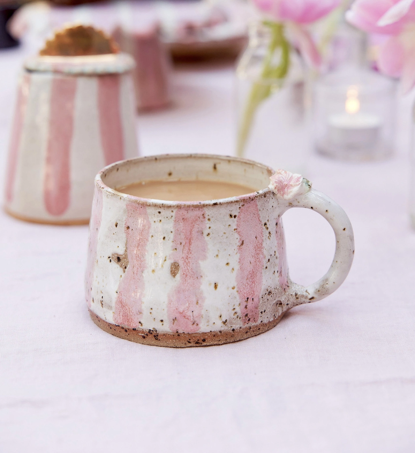 Striped ceramic candy mug