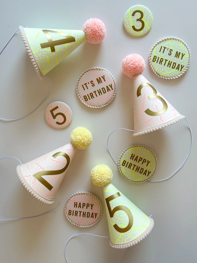 Neon Confetti Print Birthday Badge