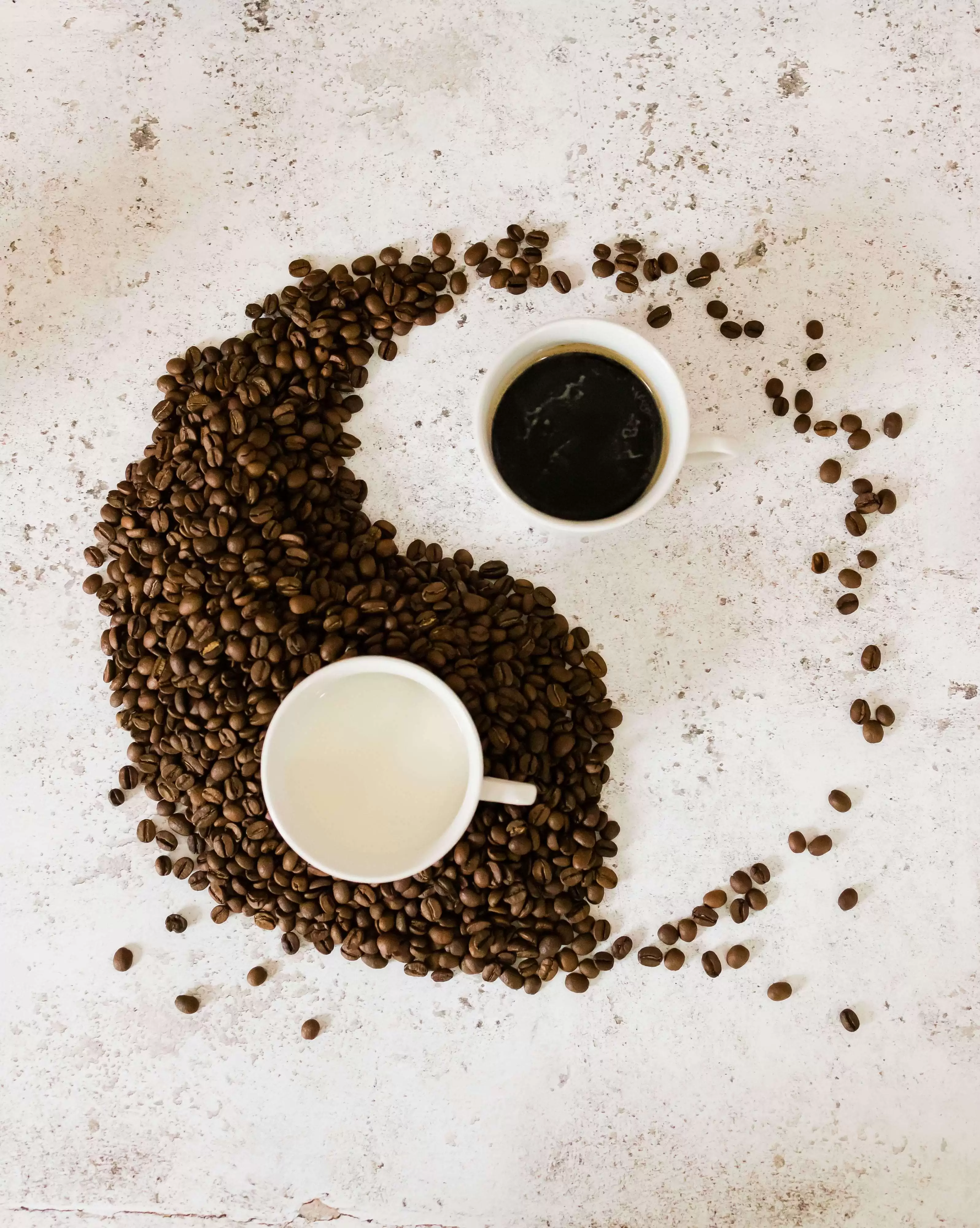 Ying and yang coffee beans