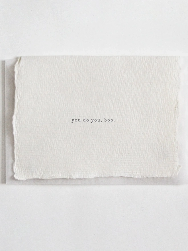 'You Do You Boo', Letterpress Mini Card on Handmade Paper