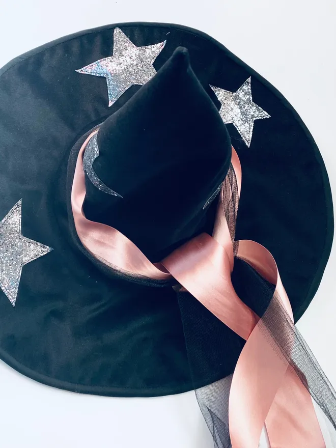 Witches hat velvet witches hat pink witches hat black velvet hat witches hat witch fancy dress Halloween fancy dress 