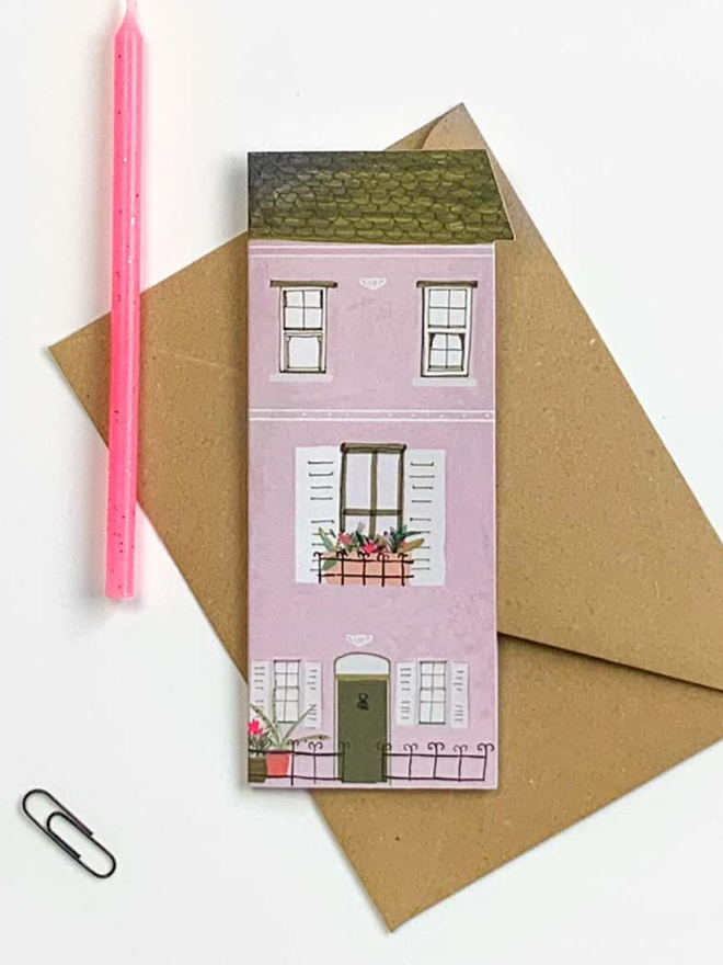 Cut Out House Die Cut Neon Card. High quality card