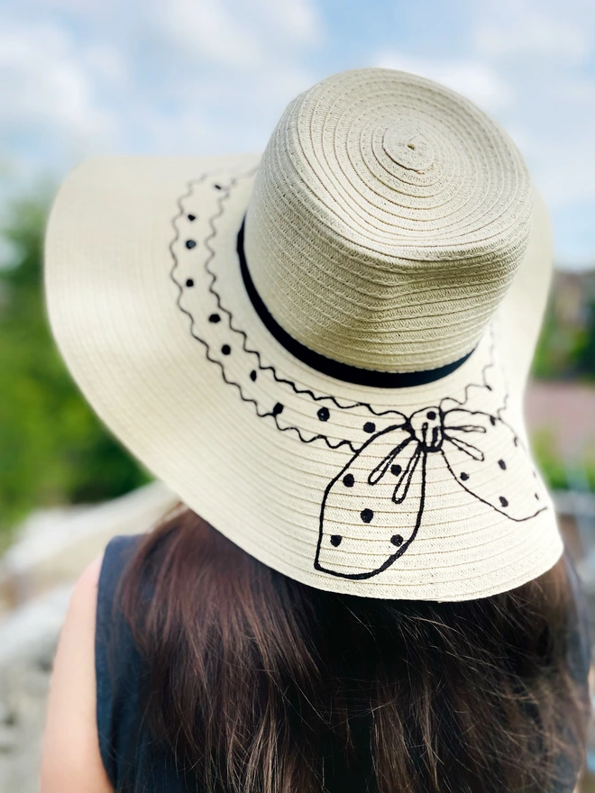 Polka Dot Bandana Scarf Embroidered Sun Hat