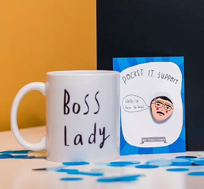 Boss Lady Mug and Pocket IT Support card