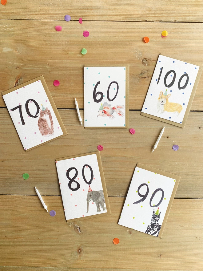 A selection of Birthday Milestone Birthday Cards for ages 1-100 years old  