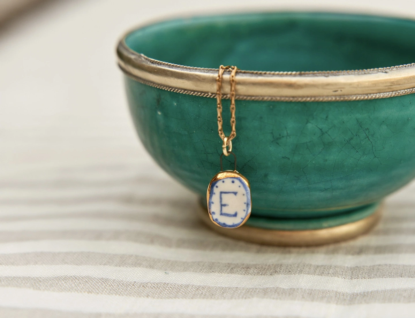 Personalised initial ceramic charm necklace