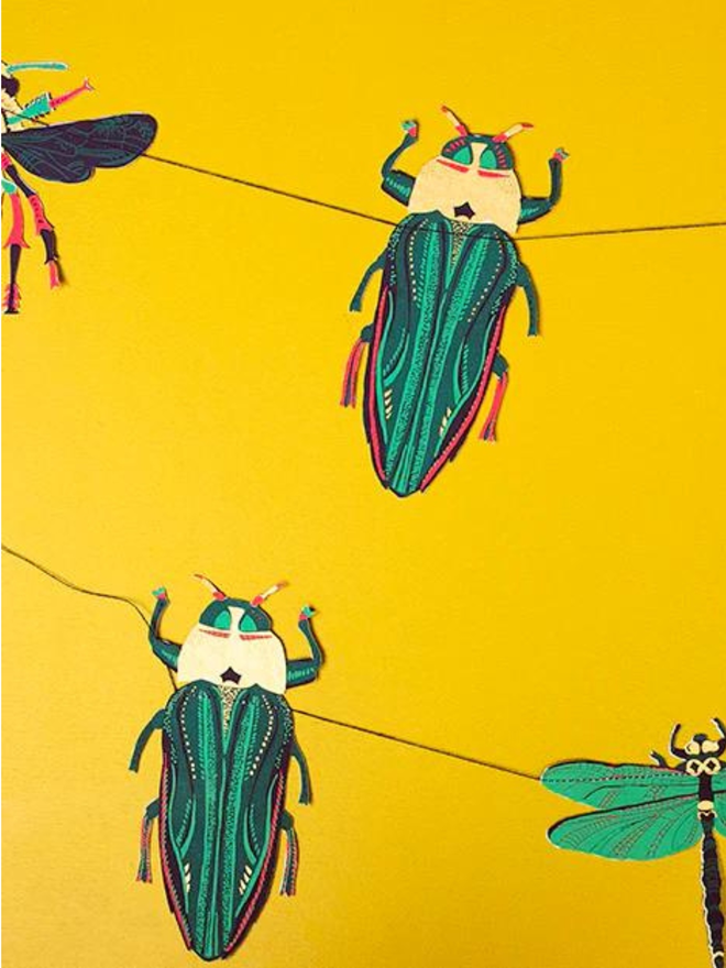 insect screen print halloween garland decoration