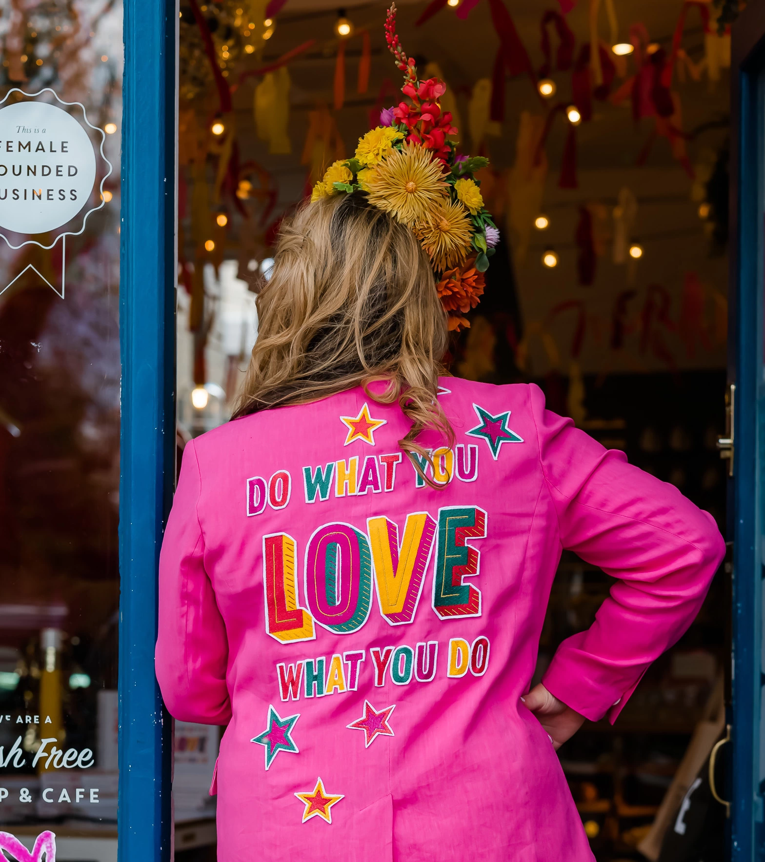 Holly Tucker MBE wearing a Denim & Bone jackets