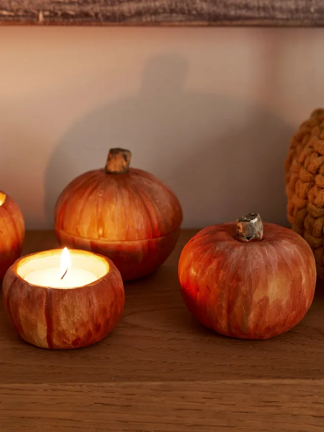 Ceramic pumpkin trinket dishes