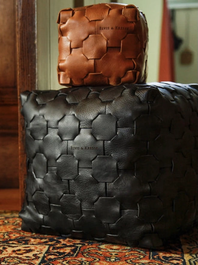 Leather Cube Foot Rest