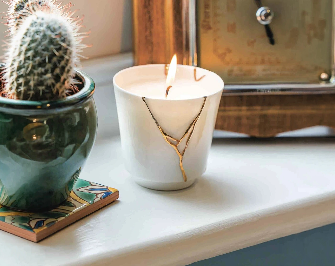 Kintsugi ceramic tea light holder