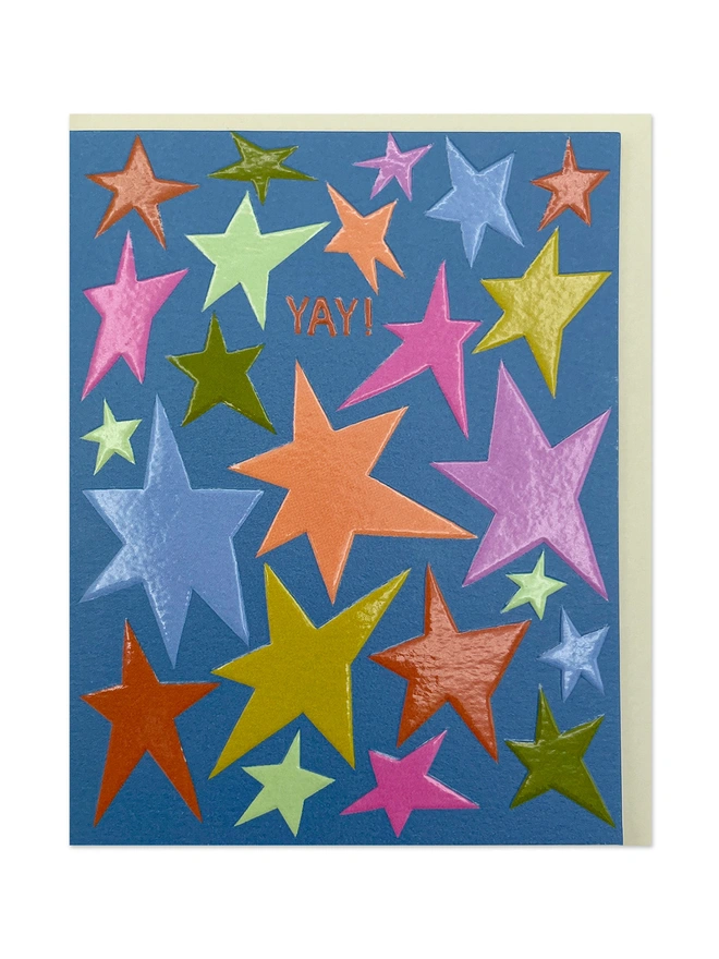 ‘Yay' Mini Congratulations Card Fun and Colourful Star Pattern | Raspberry Blossom