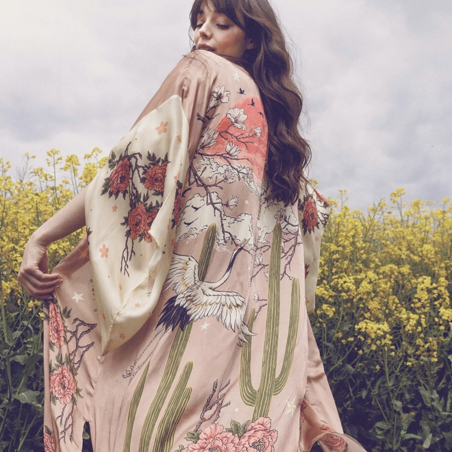 Women's kimono cactus design