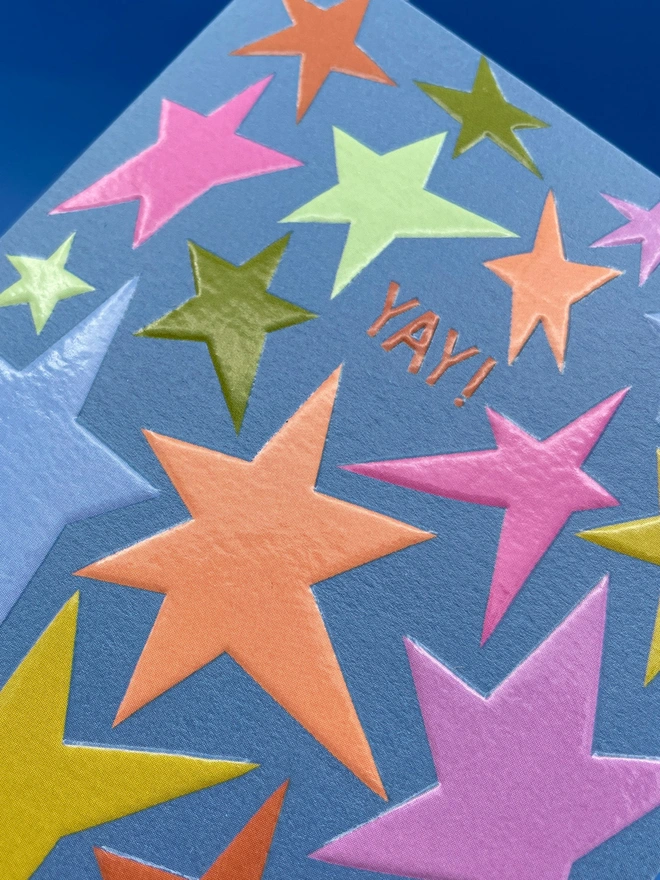 ‘Yay' Mini Congratulations Card Fun and Colourful Star Pattern | Raspberry Blossom