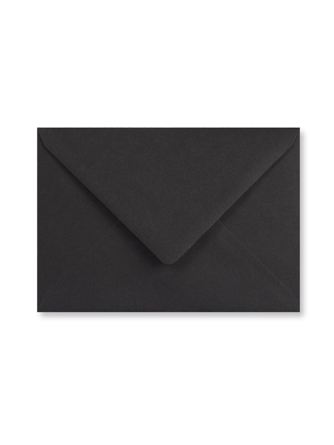 Black C6 envelope on a white background