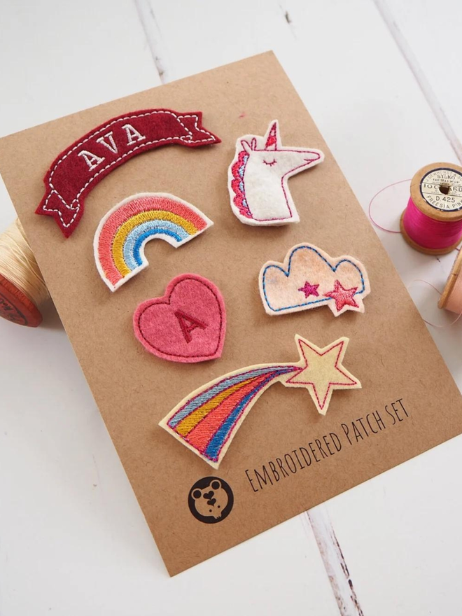 Personalised Rainbows And Unicorns Patch Set