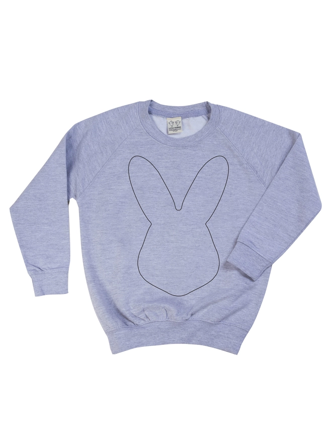 Grey sweat with an outline of a large bunny head