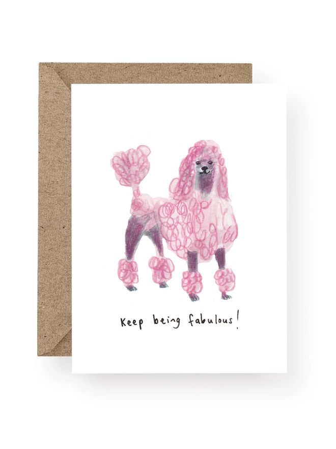 Fabulous Pink Poodle Greeting Card