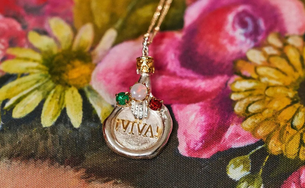 Viva Frida Kahlo charm necklace