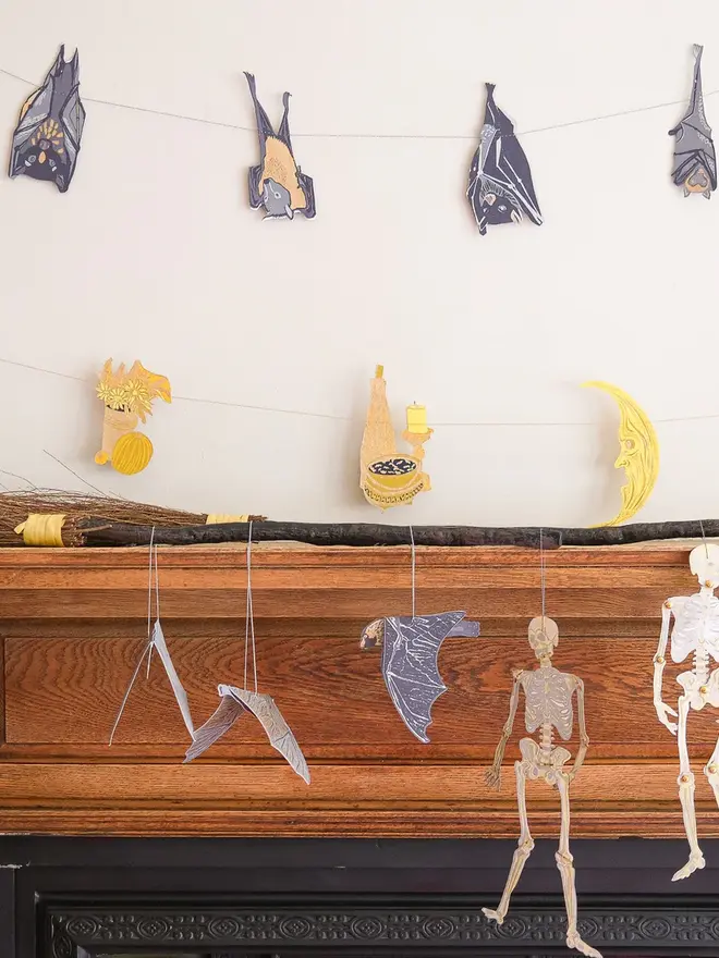 screen print halloween bat garland decoration