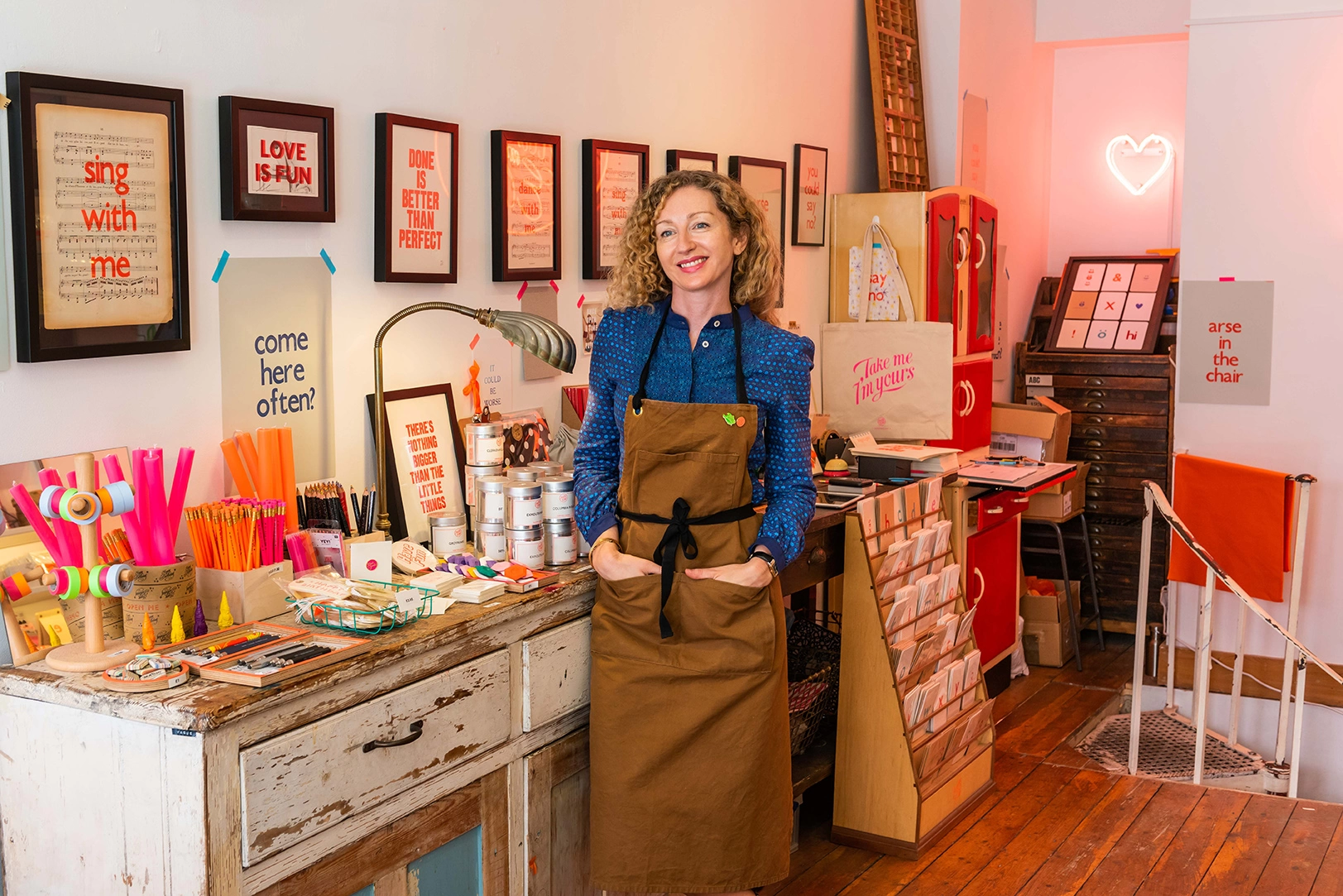 Eleanor Tattersfield, founder of Marby & Elm, stood in her shop 