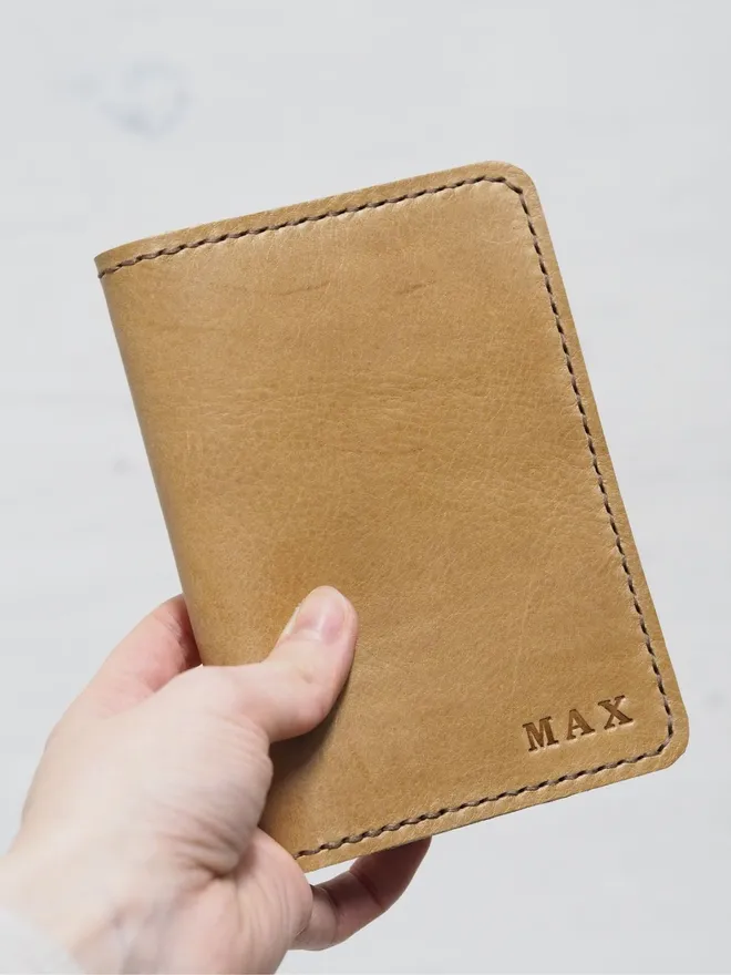 personalised leather passport sleeve