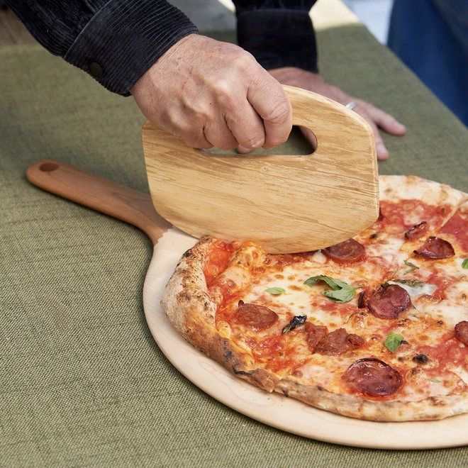 Wooden handmade pizza cutter