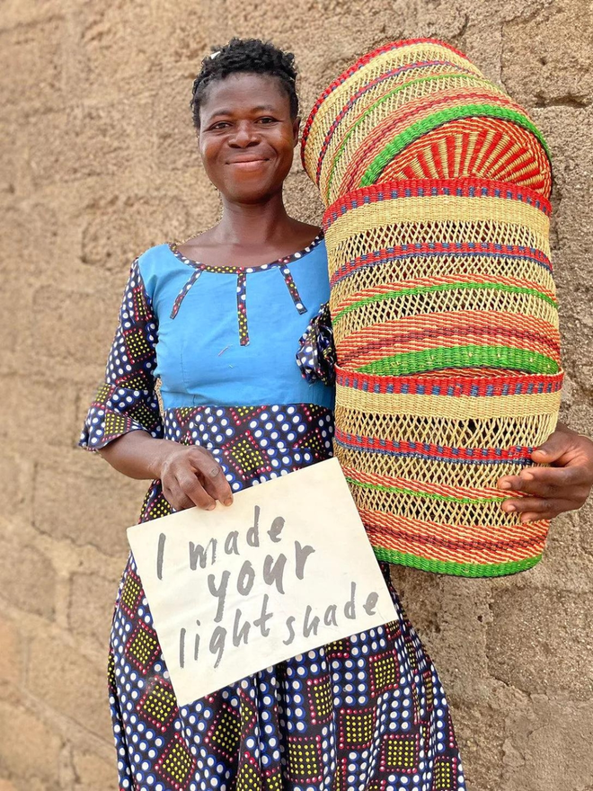 Ghanaian Handwoven Open Weave Lightshade 'Kambuchari'