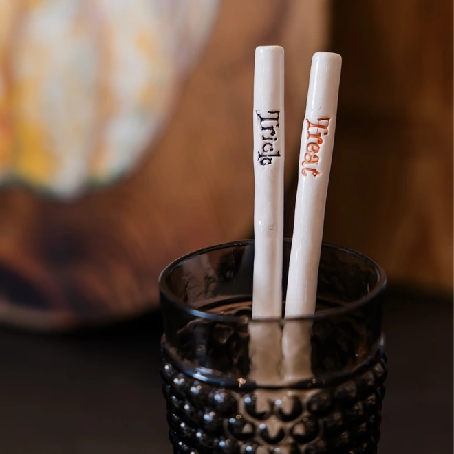 Trick or treat ceramic straw
