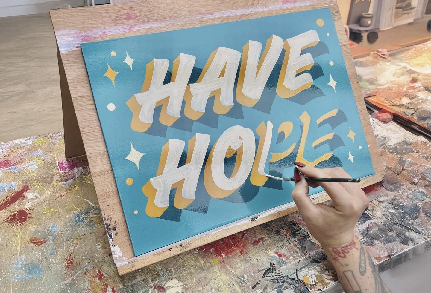Have hope custom hand painted sign