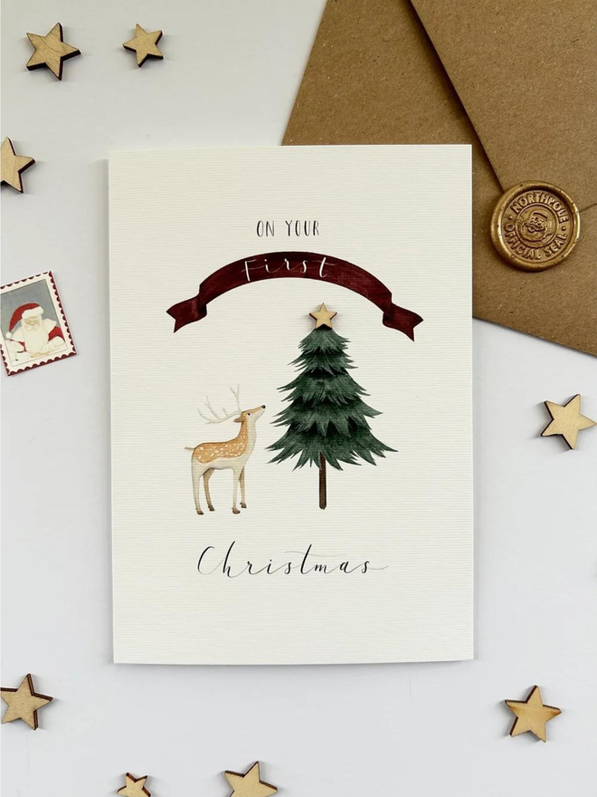 personalised baby's first christmas card