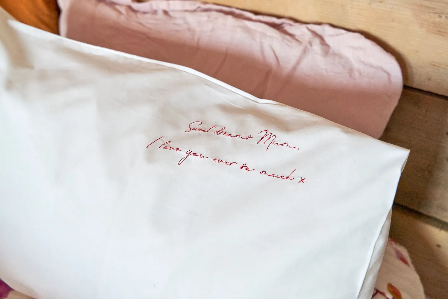 Studio sewn personalised pillowcase
