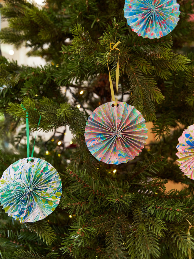 Hand Marbled Pinwheel Hanging Decorations