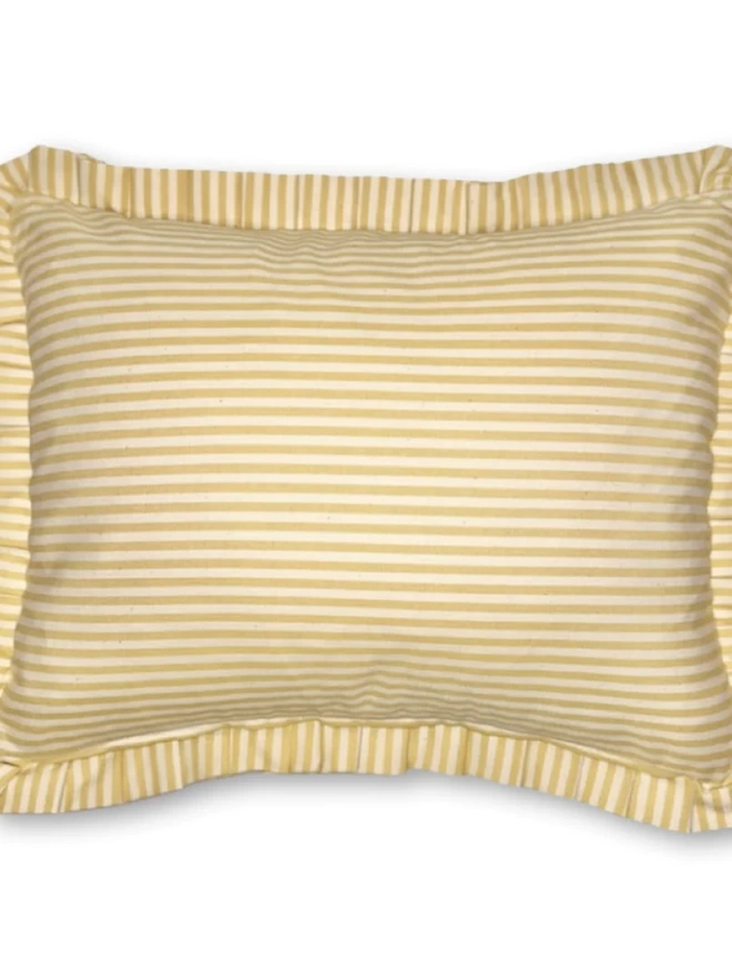 Personalised Yellow Candy Stripe Cushion With Frill