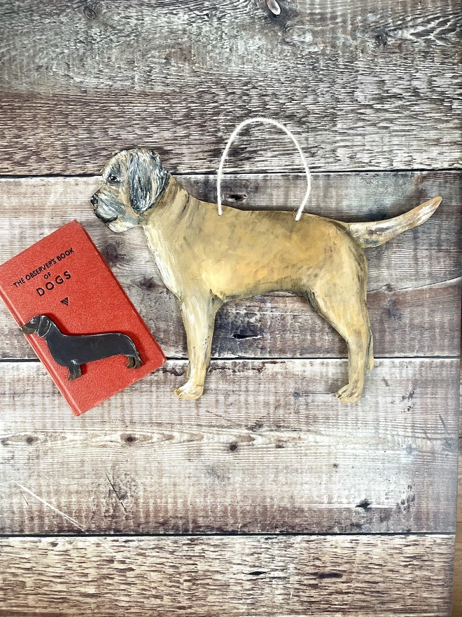 wooden border terrier portrait hanging keepsake 