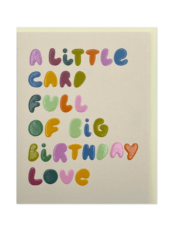 Mini Happy Birthday Card Colourful and Fun Rainbow Lettering | Raspberry Blossom