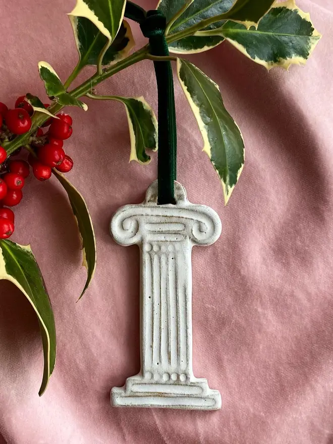 handmade ceramic ionic column christmas decoration 