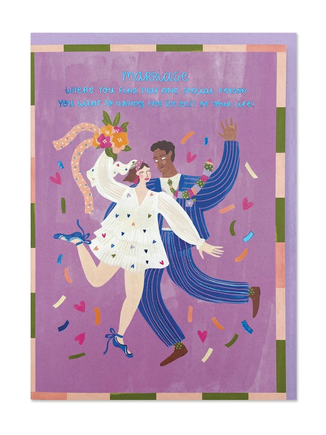 Colourful And Funny Wedding Card for Newly Weds | Raspberry Blossom