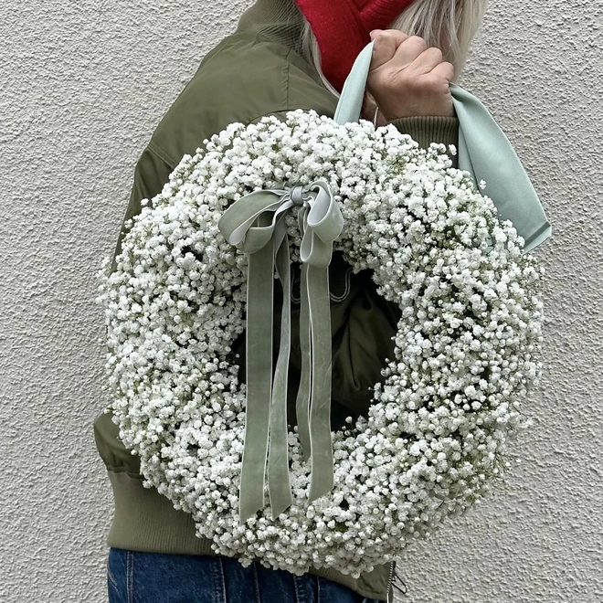 Fresh white Christmas wreath