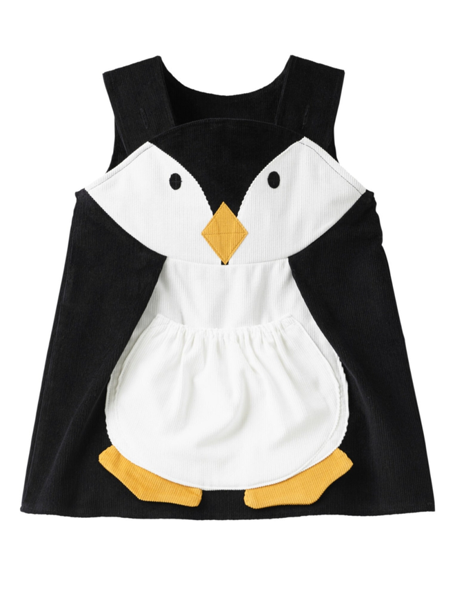 kids penguin pinafore dress front