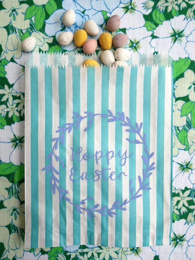 Striped Easter Candy Bag, blue