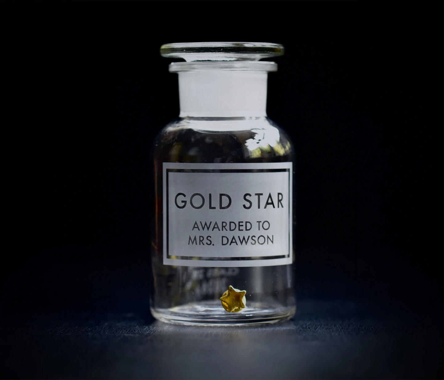 Etched gold star teacher bottle