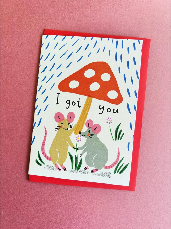 mouse toadstool friendship card