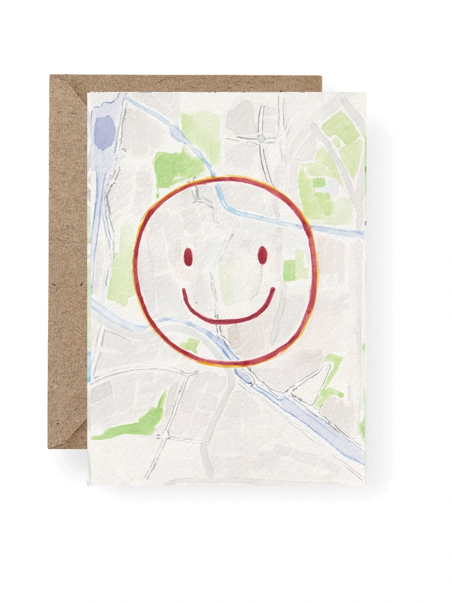 Strava Art Smiley Face Card for Runners 