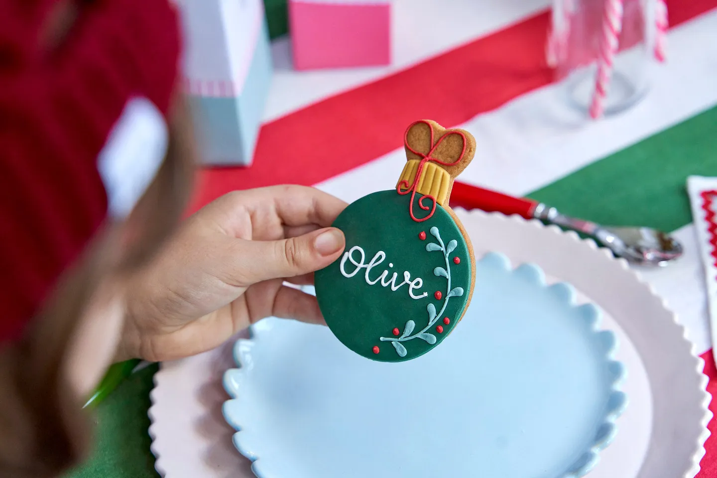 Personalised bauble biscuit