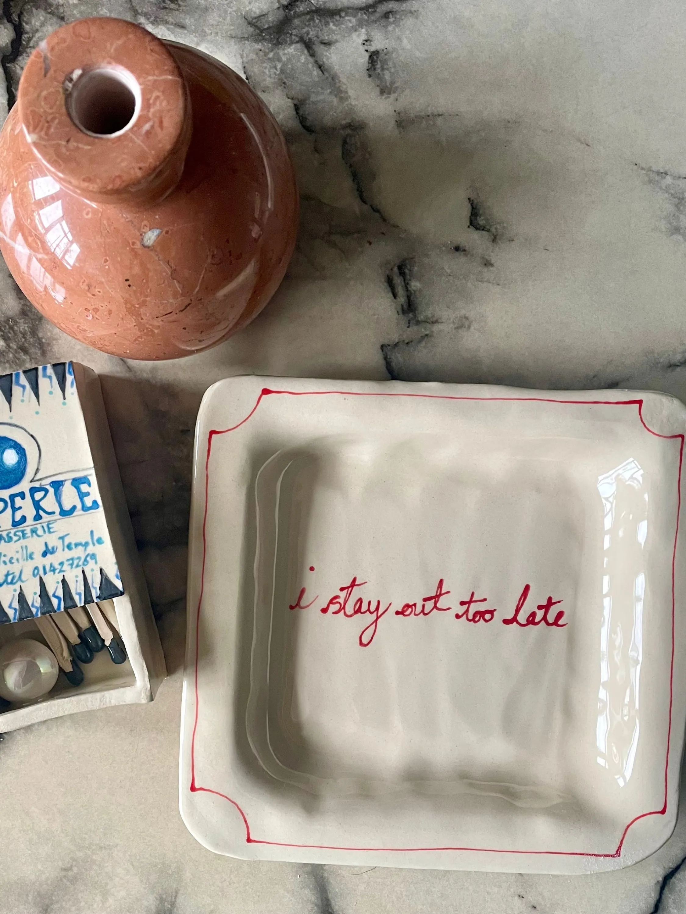 I Stay Out Too Late Trinket Tray Vintage Red