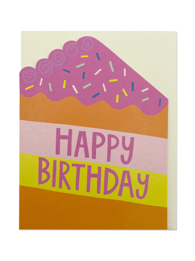 Fun Mini Birthday Cake Shaped Greeting Card | Raspberry Blossom