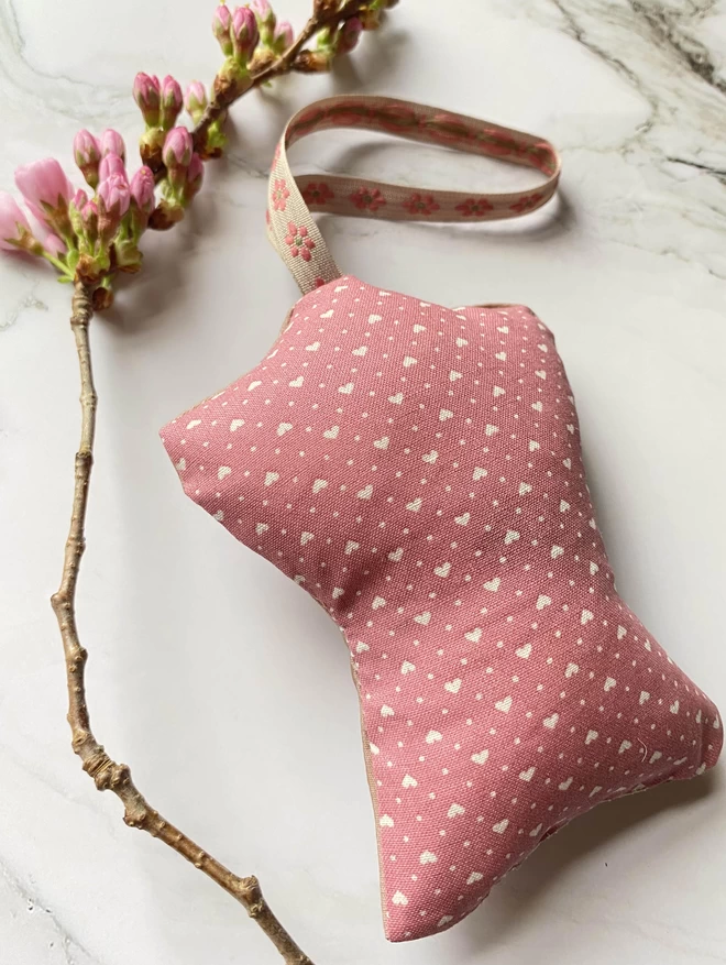 pink heart fabric plush blossom branch