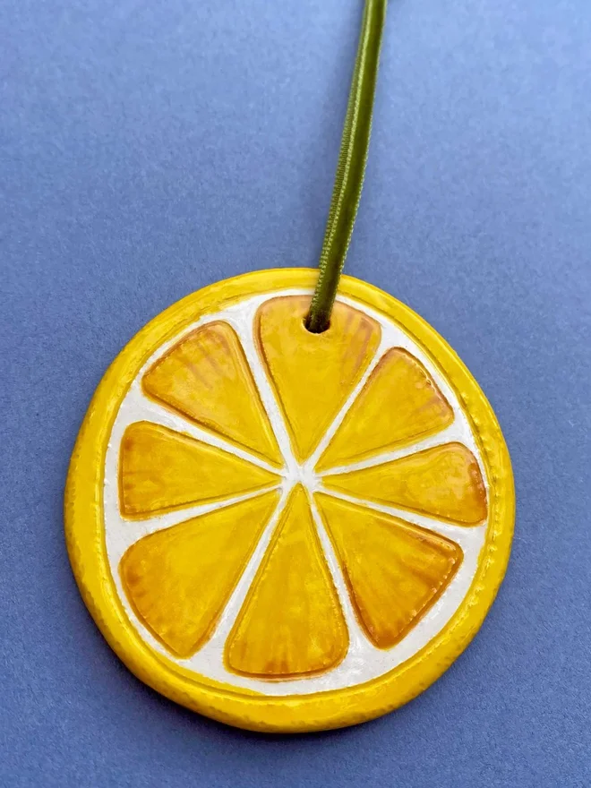 handmade ceramic lemon slice christmas decoration