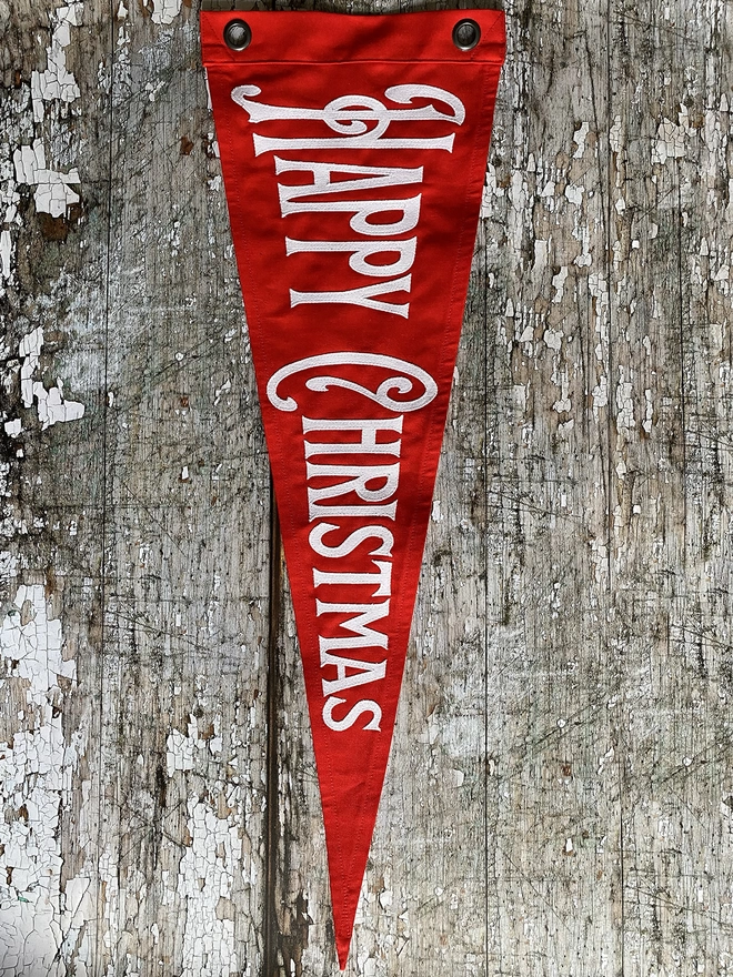 A Red Happy Christmas Pennant Flag